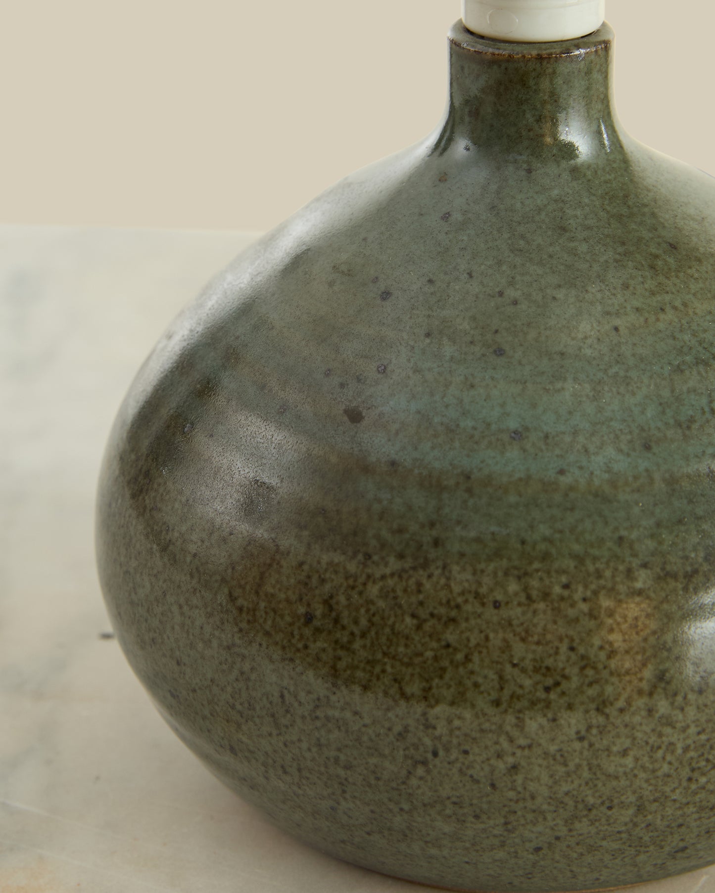 Deep blue + green ceramic lamp (no shade)