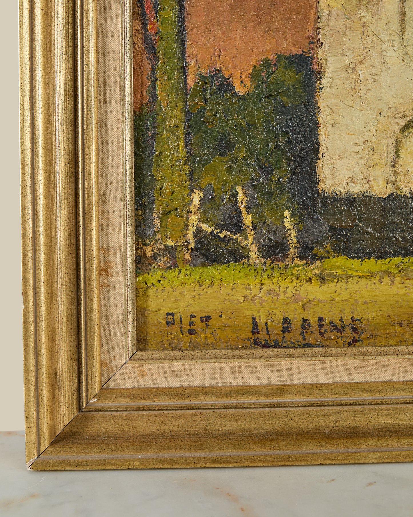 Ottergem farm oil on canvas signed Piet Lippens