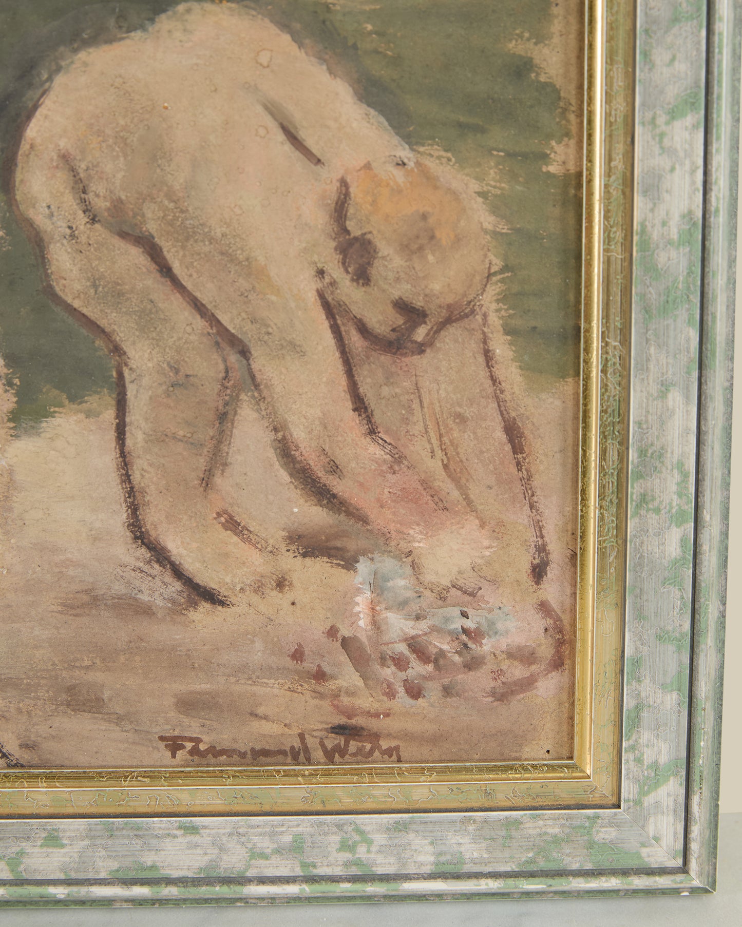 Children playing painting signed