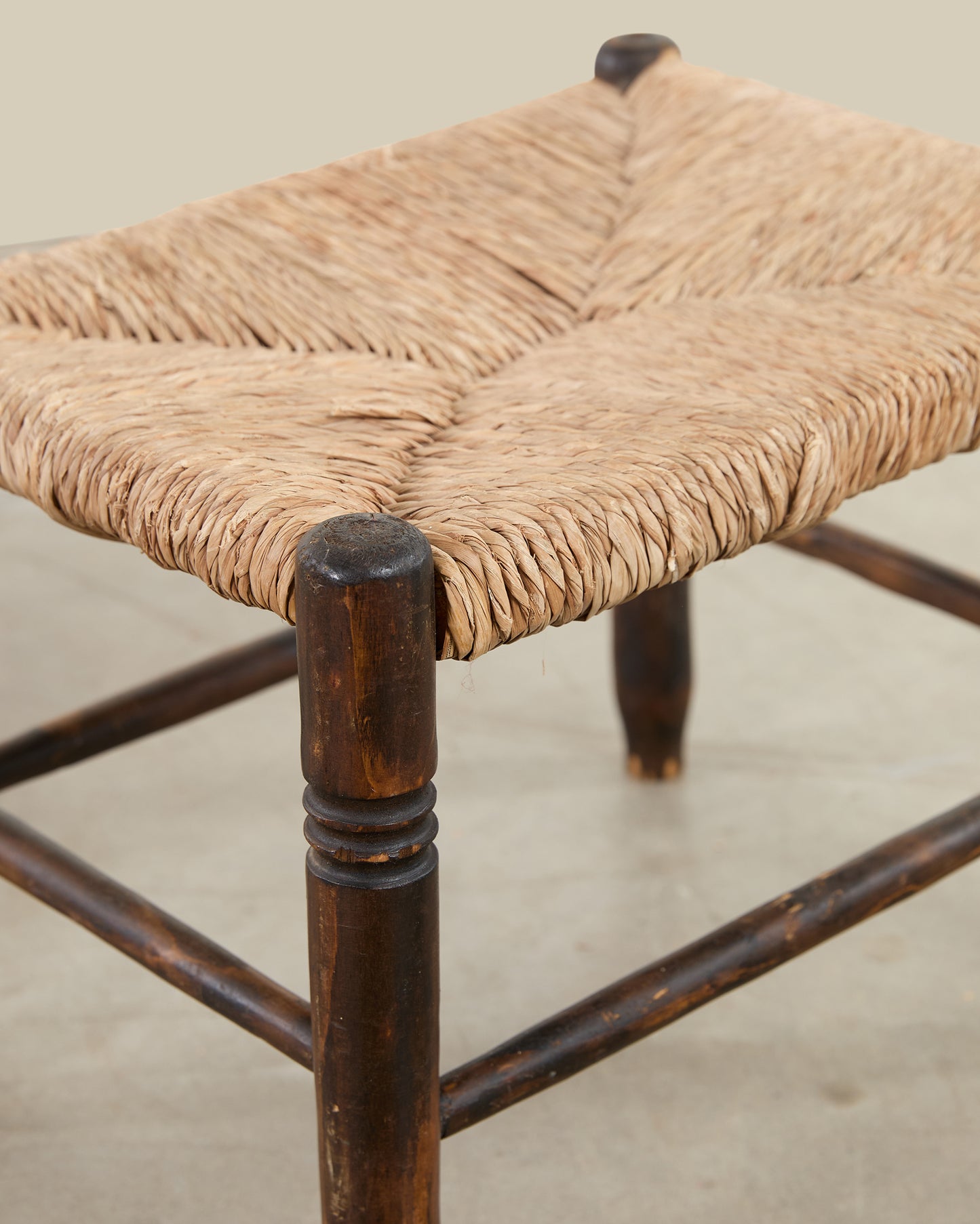 Dark walnut rush stool