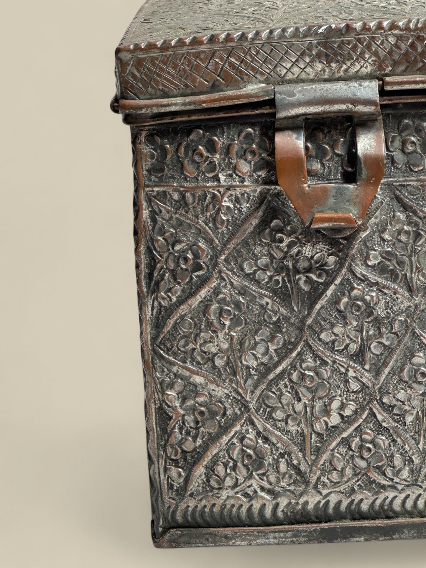 Floral engraved metal box