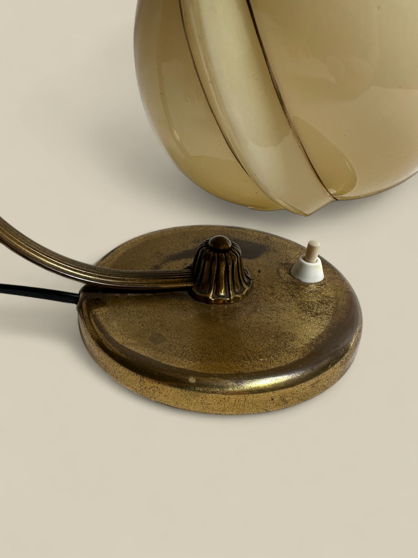 Brass + glass tulip desk lamp