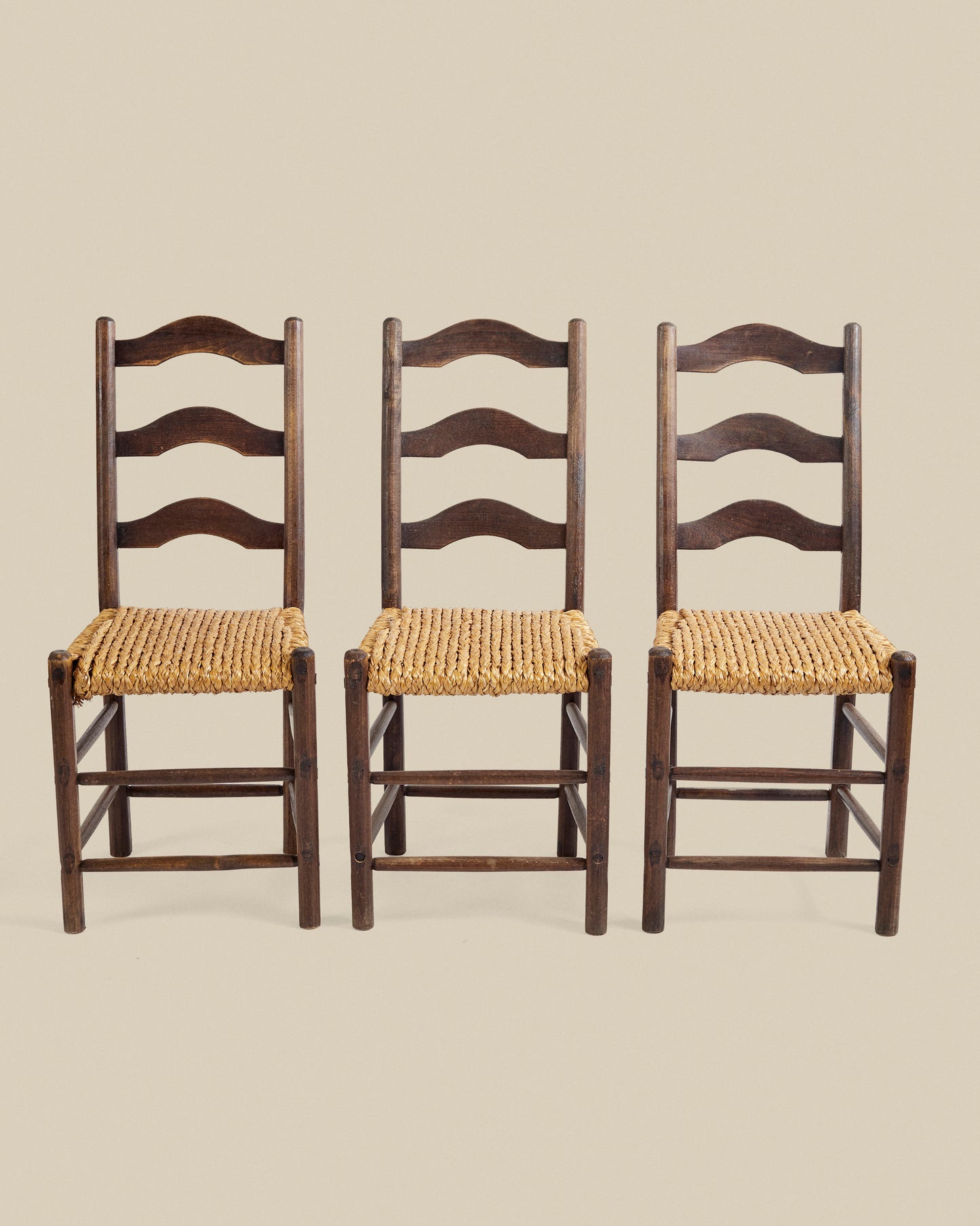 Set of 6 braided ladder back dining chairs