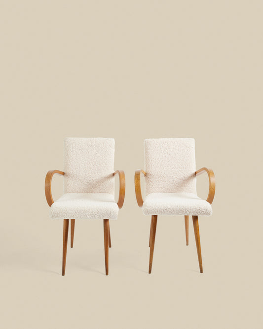 Pair of boucle Stella armchairs