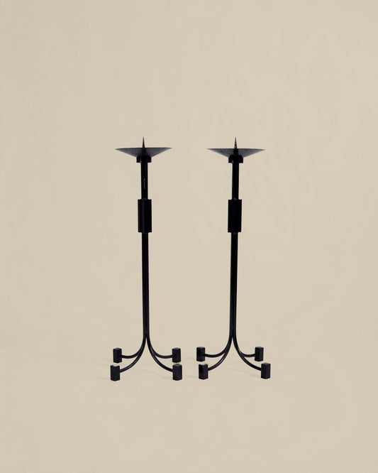 Black iron floor candelabra