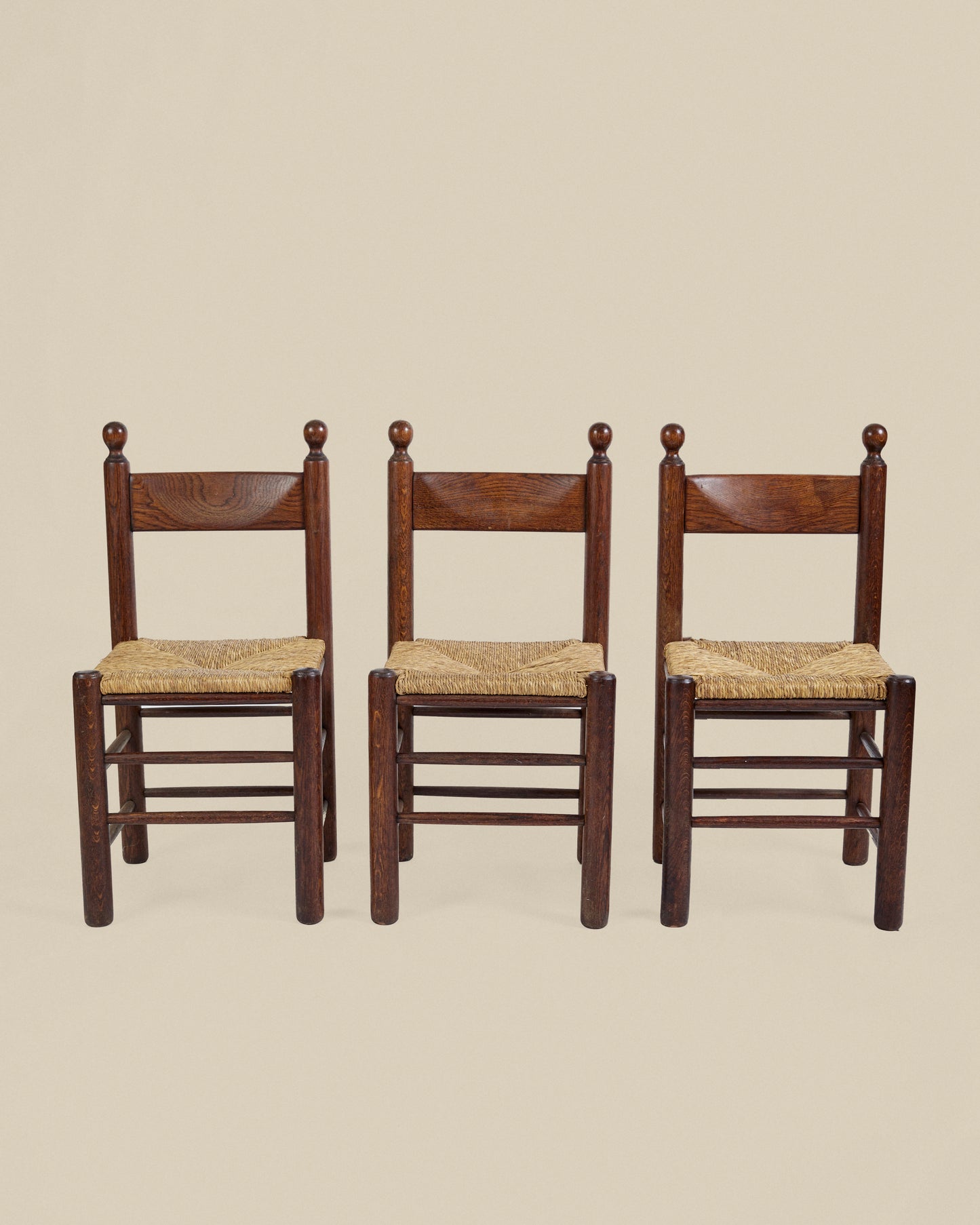 Set of 6 dark oak dining chairs