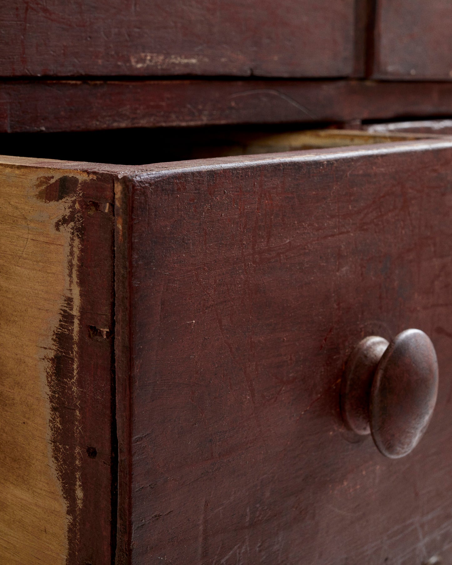 Painted red country dresser