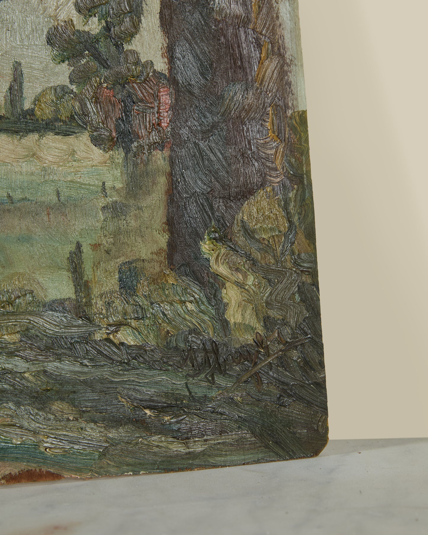 Landscape oil on wood signed