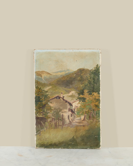 Village oil on canvas signed