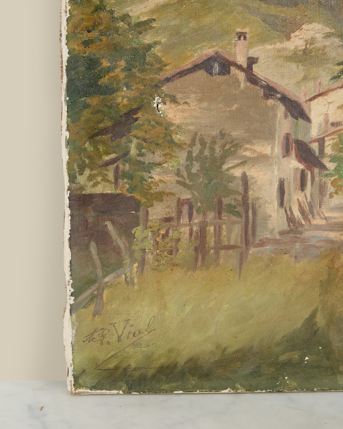 Village oil on canvas signed