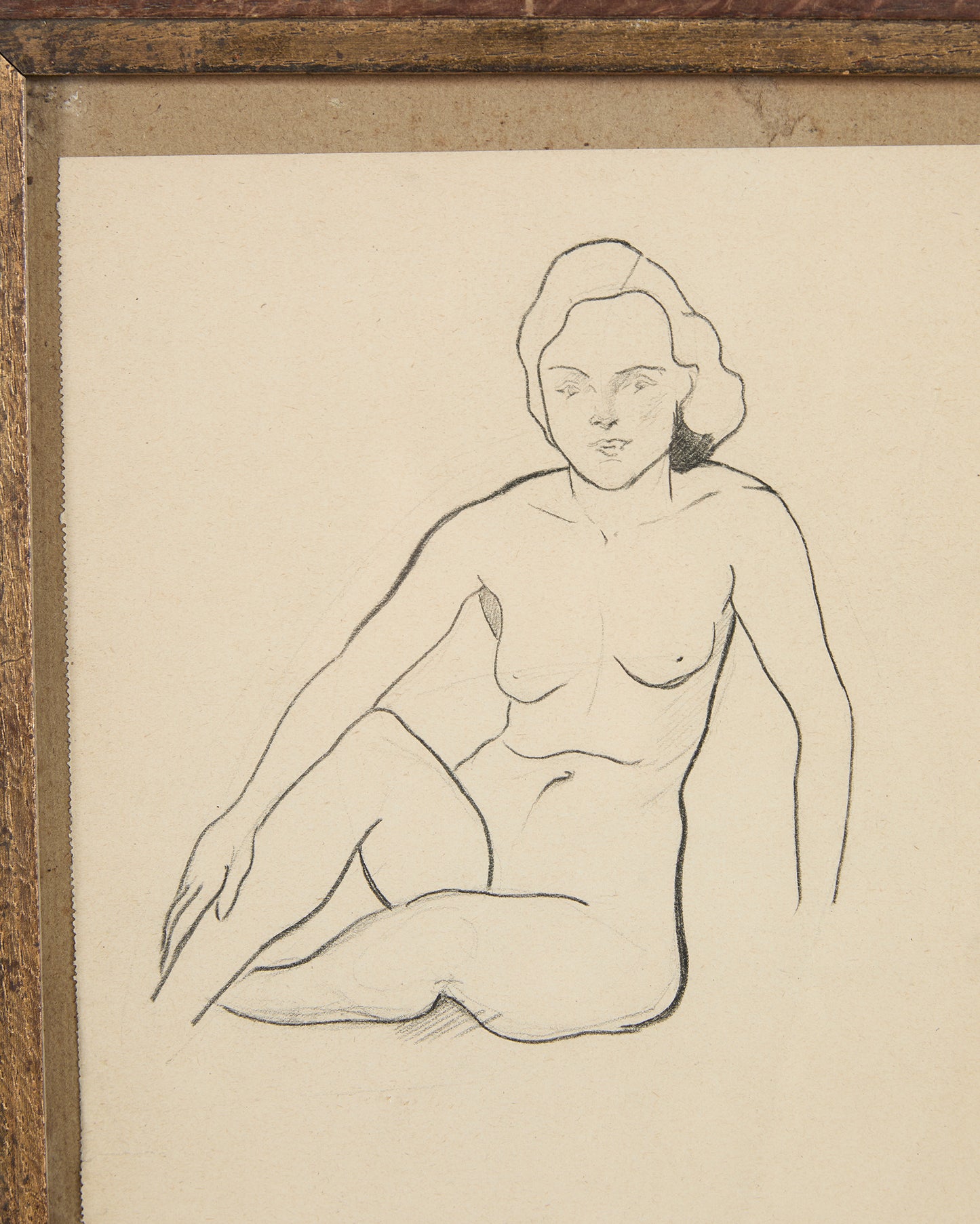 Nude sketch in wood frame