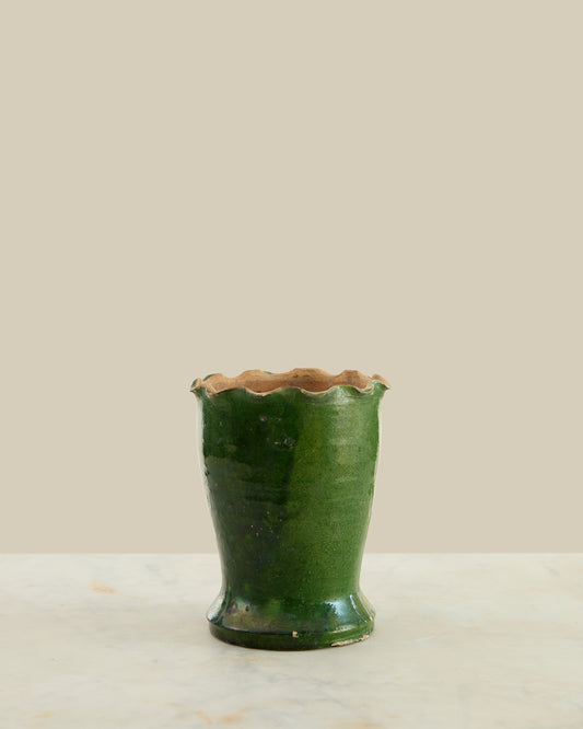 Green scalloped vase