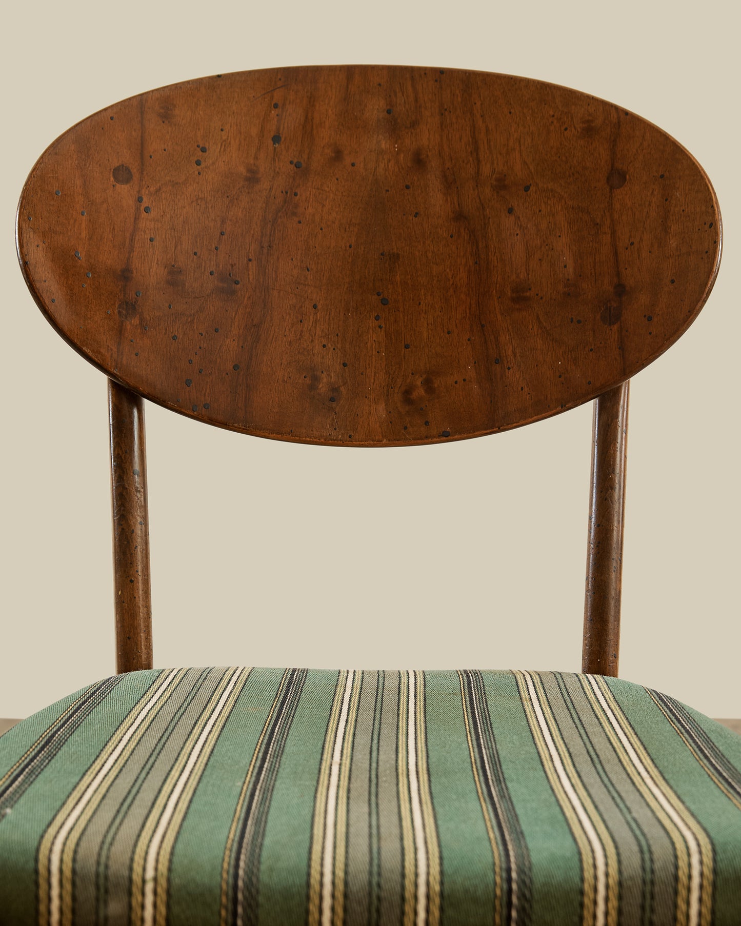 Set of 6 Danish walnut + wool dining chairs