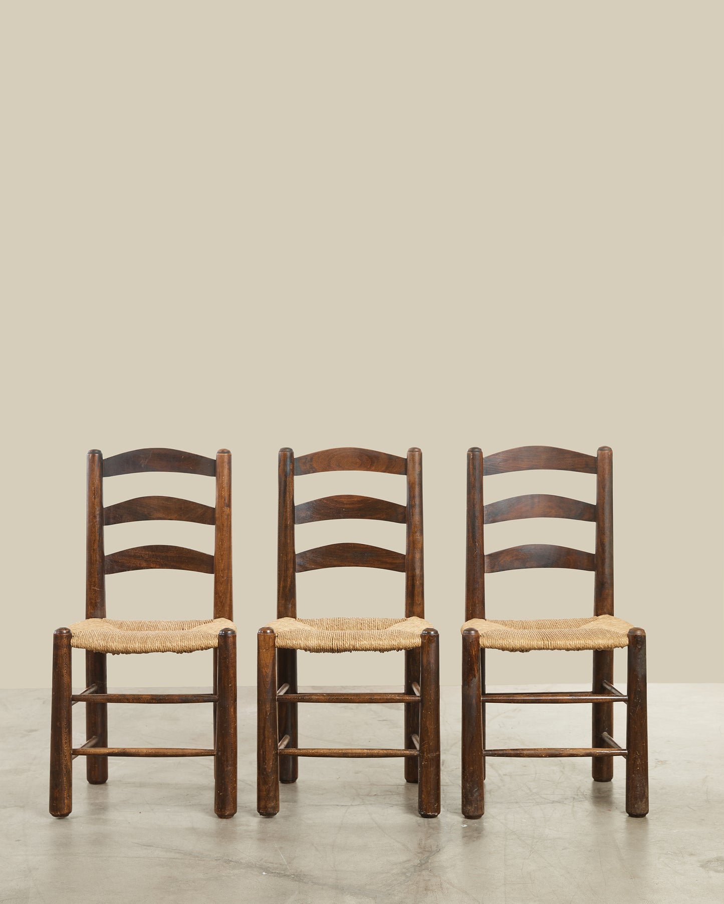 Set of 6 Georges Robert rush seat dining chairs