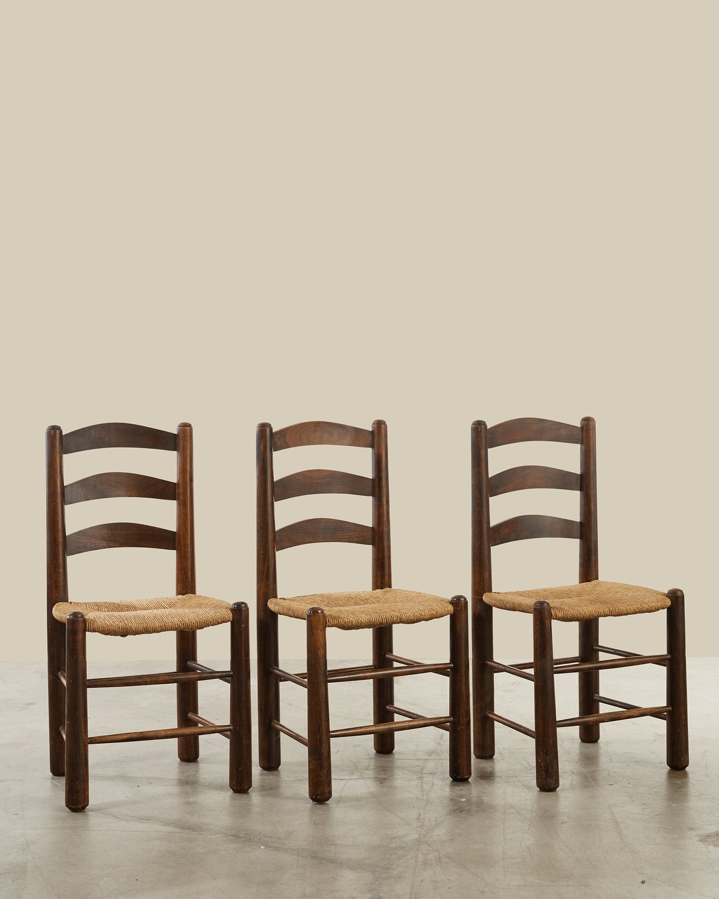 Set of 6 Georges Robert rush seat dining chairs