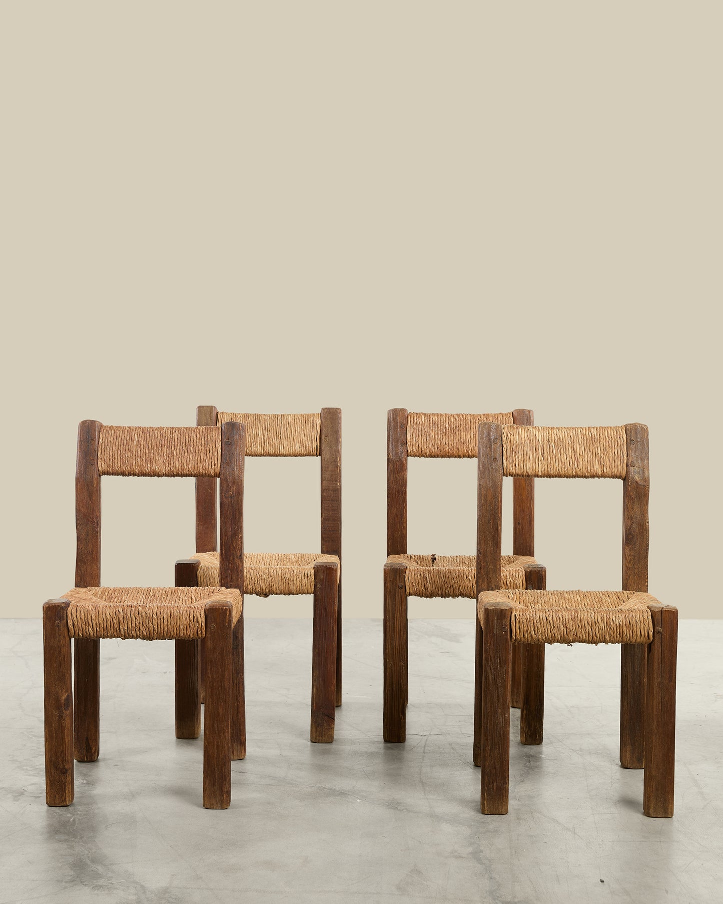 Set of 4 Spanish brutalist dining chairs