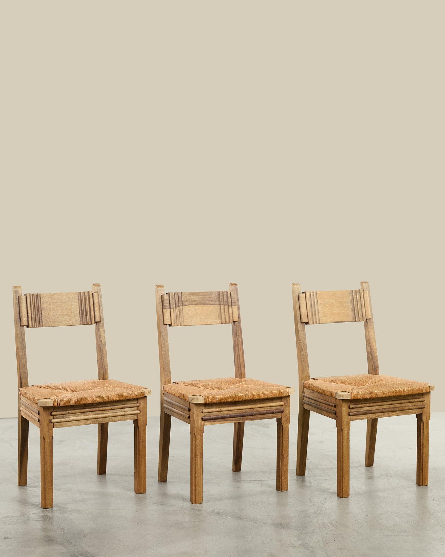 Set of 8 walnut straw chairs