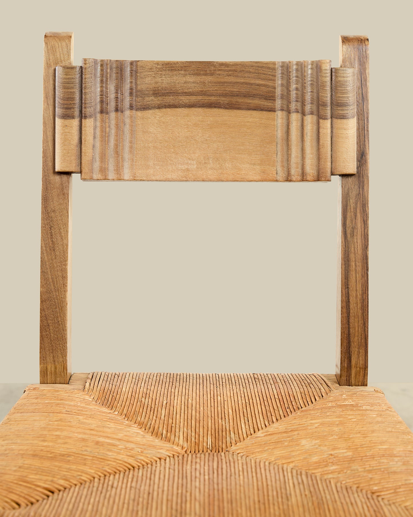 Set of 8 walnut straw chairs