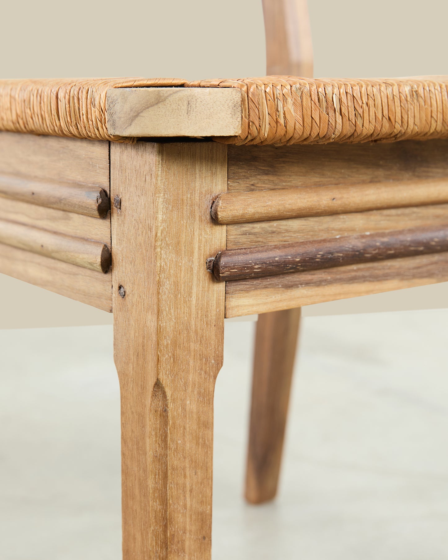 Set of 8 walnut straw chairs