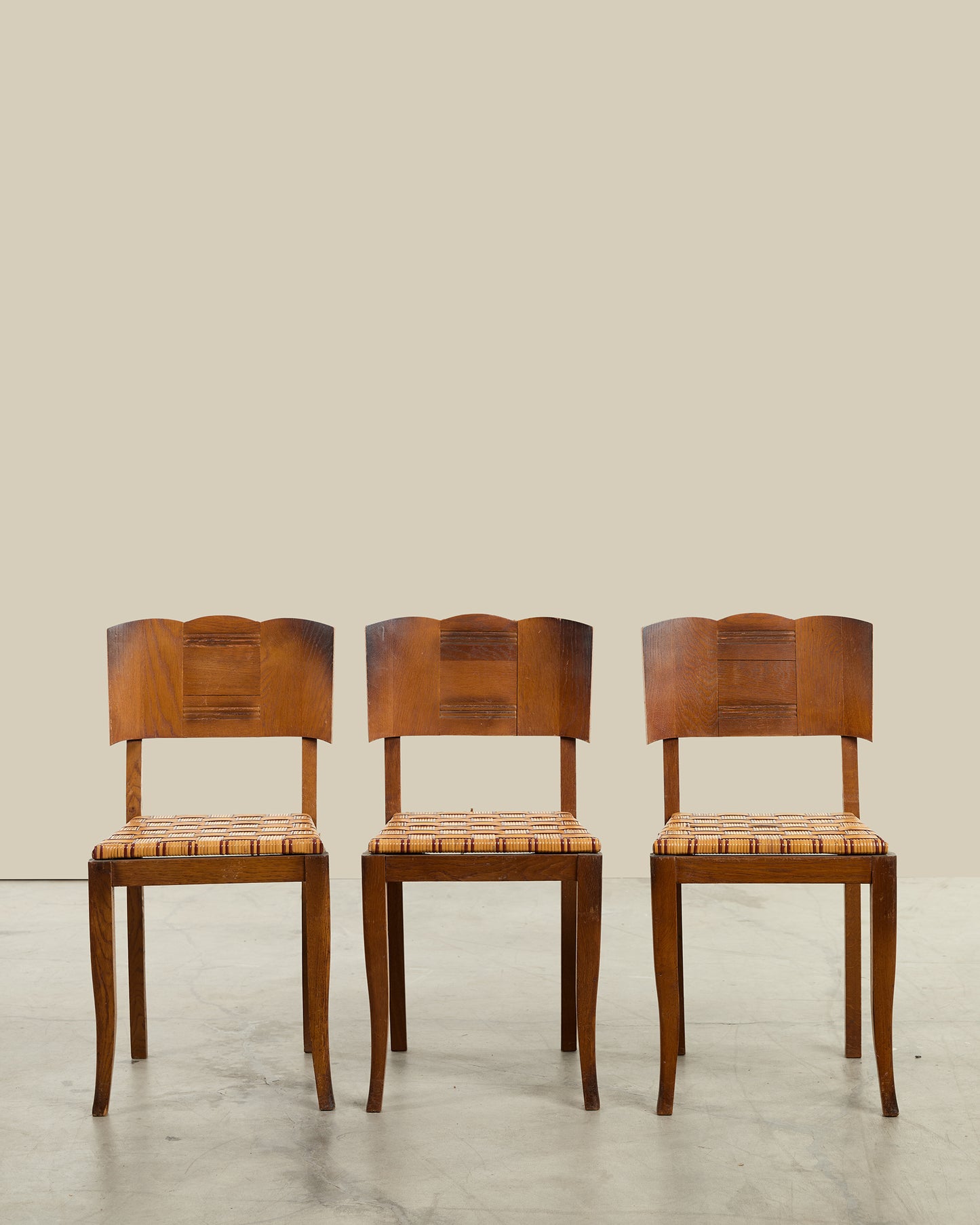 Set of 8 oak and cane dining chairs