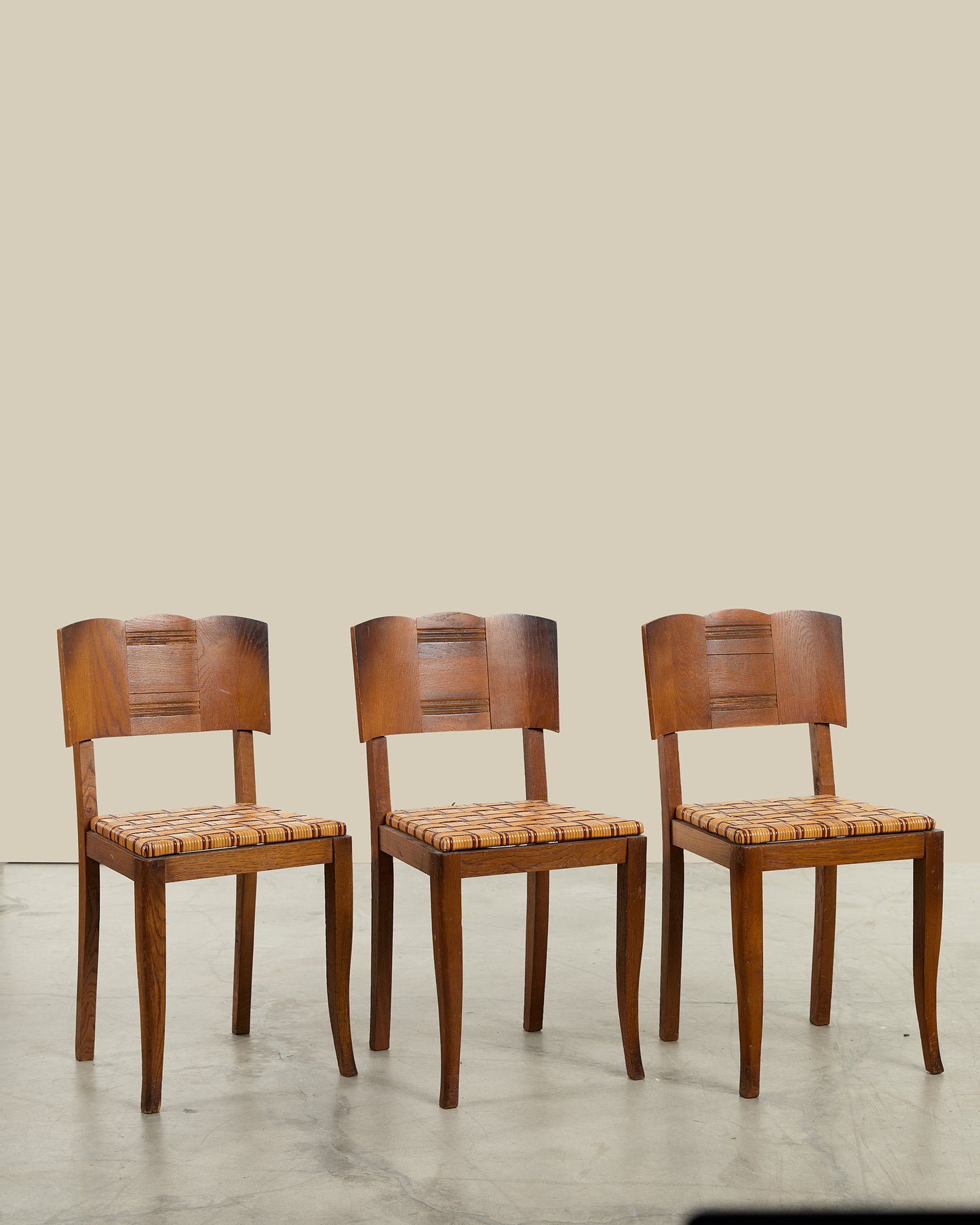 Set of 8 oak and cane dining chairs