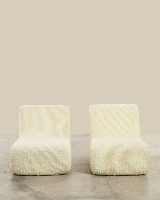 Pair of cream Togo style chairs