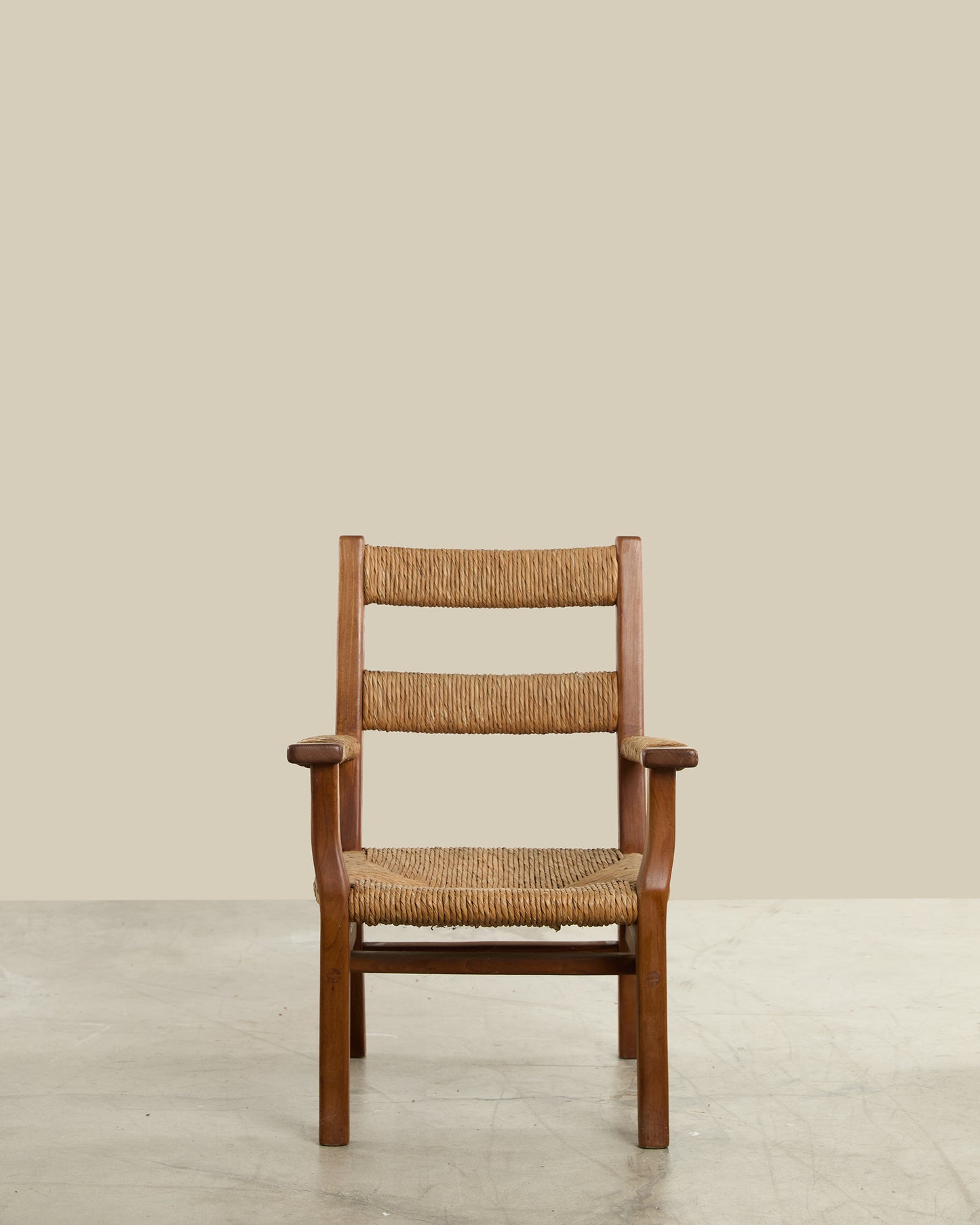 French rope + wood arm chair