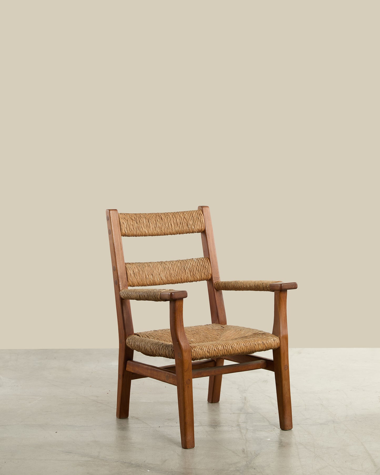 French rope + wood arm chair