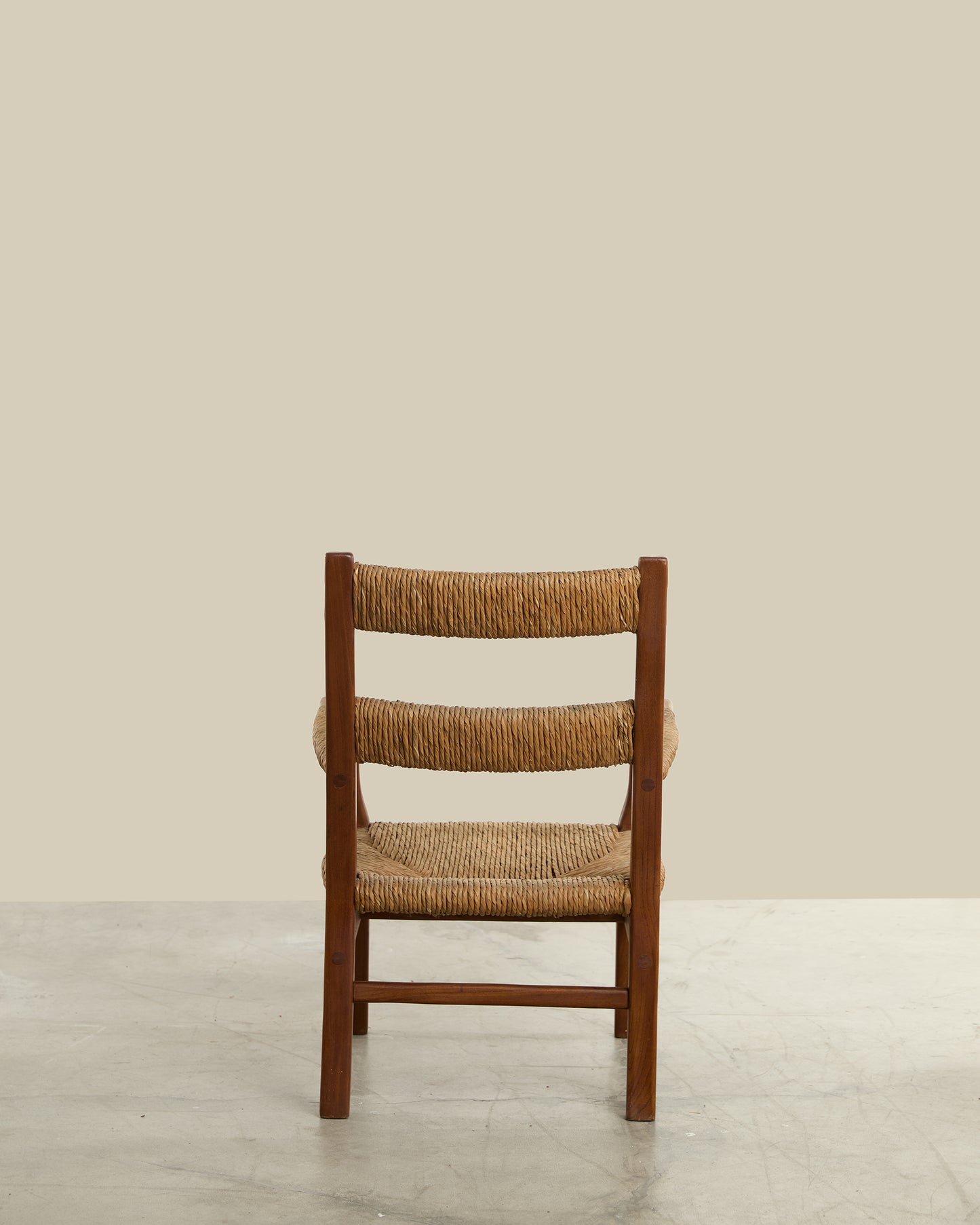 French rope + wood arm chair