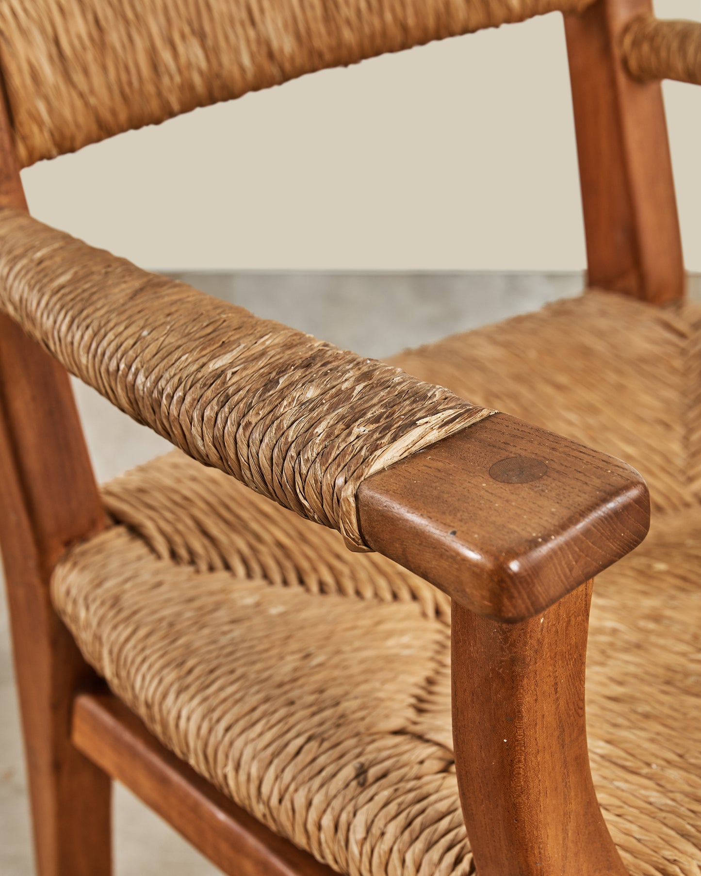 French rope + wood arm chair