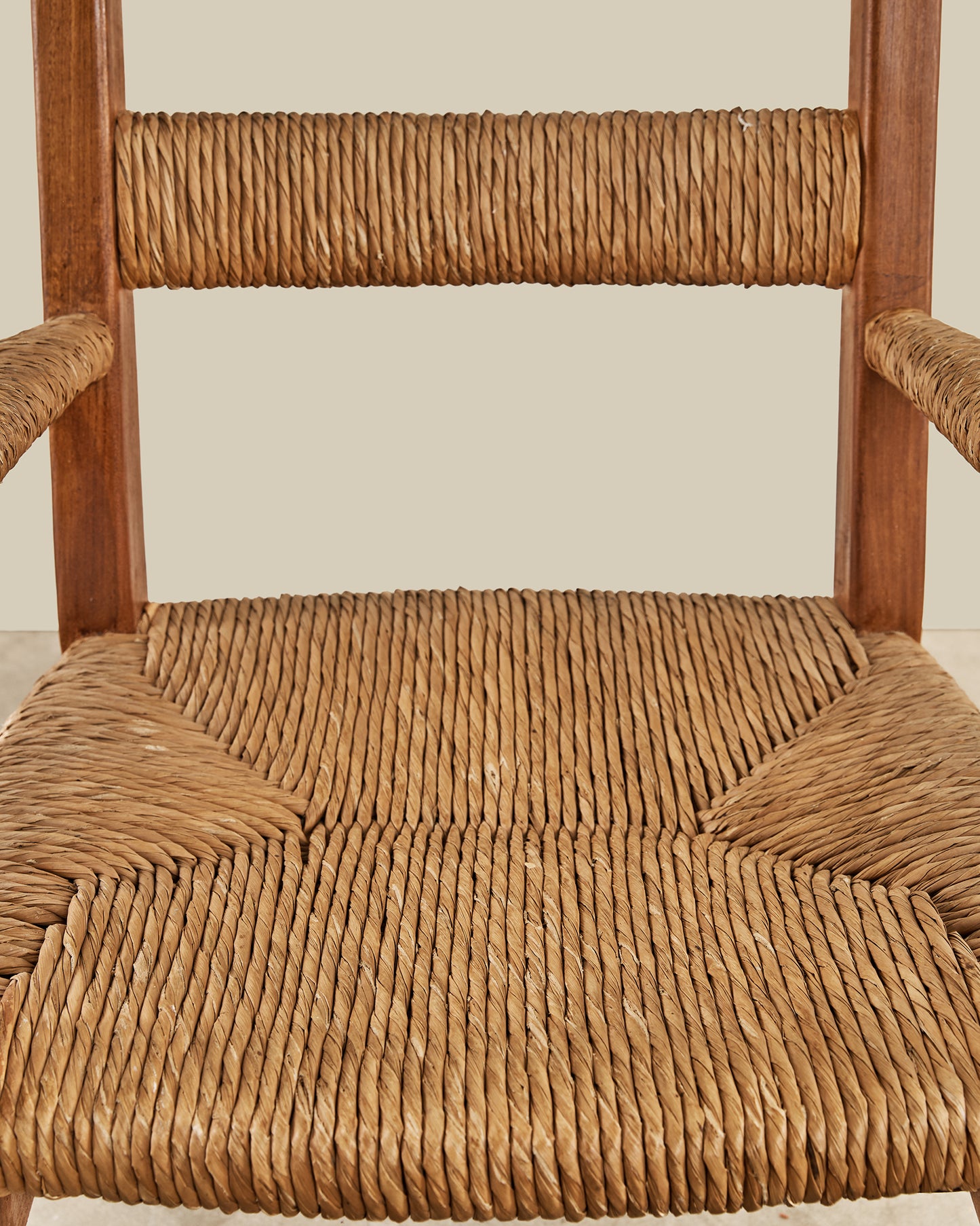 French rope + wood arm chair