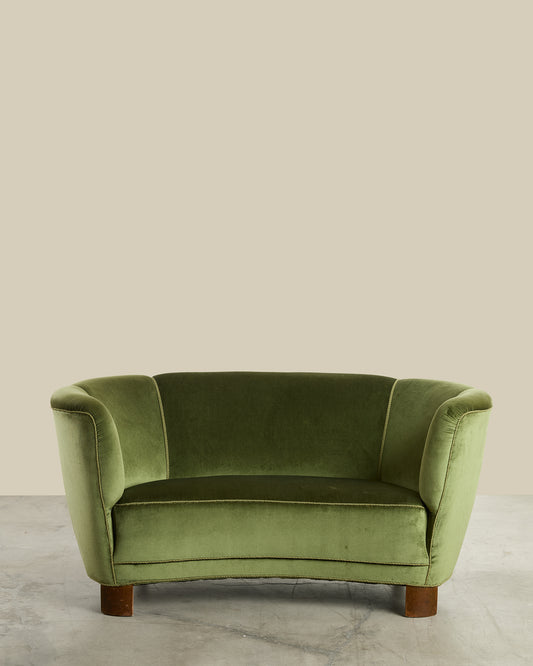 Slagelse green mohair banana sofa