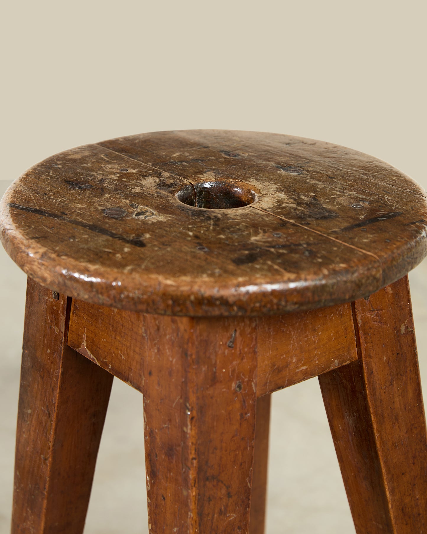 Round elm stool