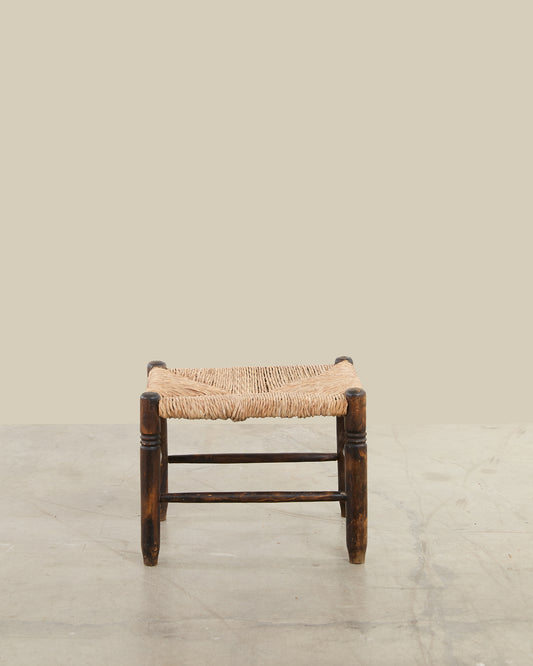 Dark walnut rush stool