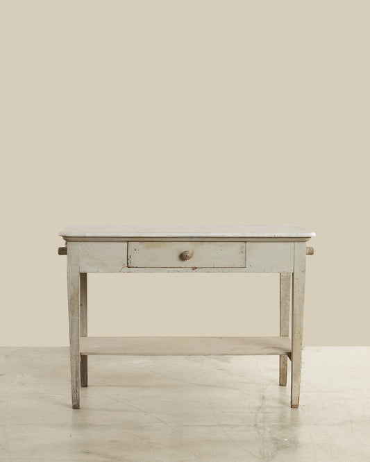 Marble top blue table