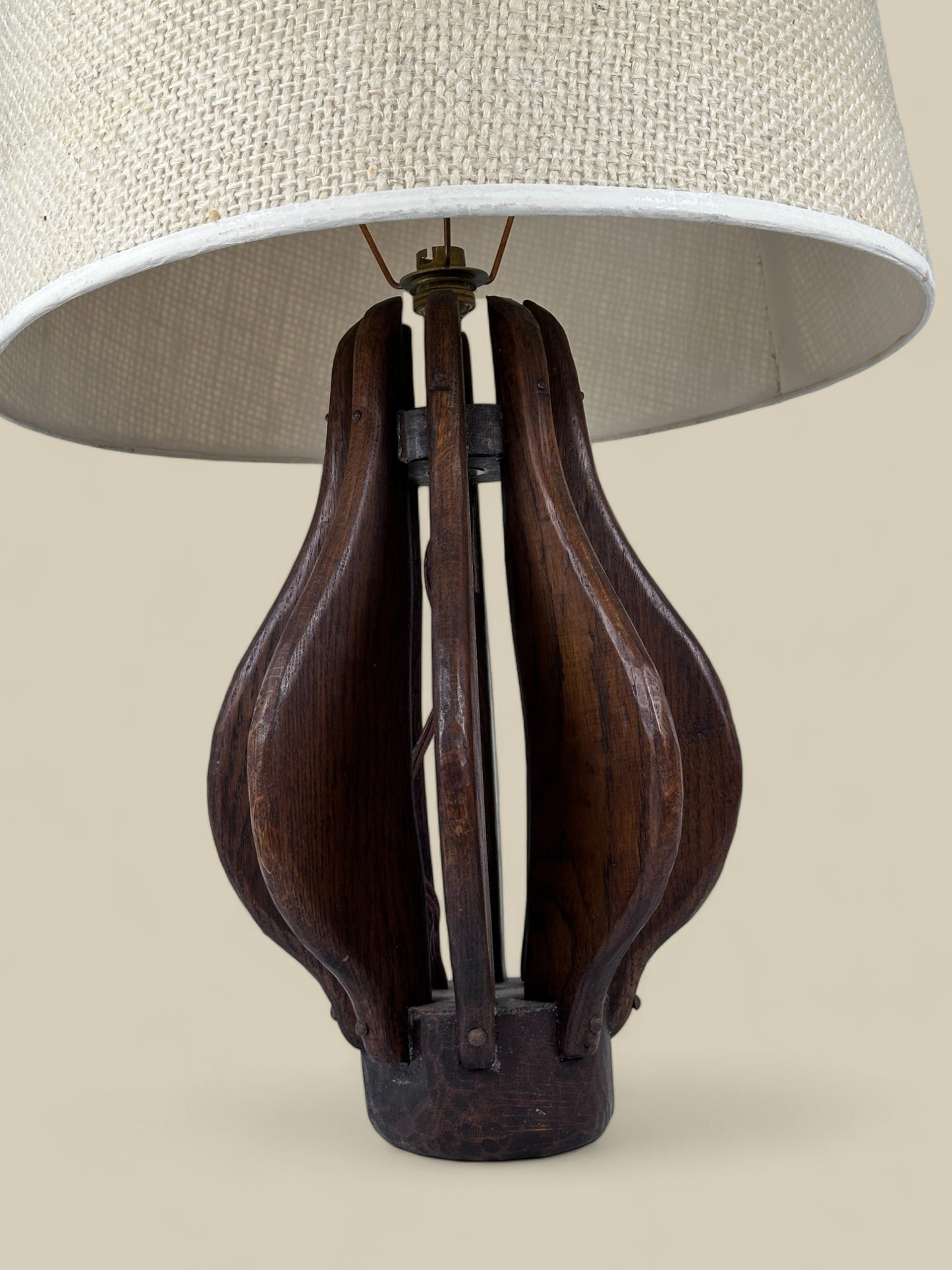 Large wooden table lamp