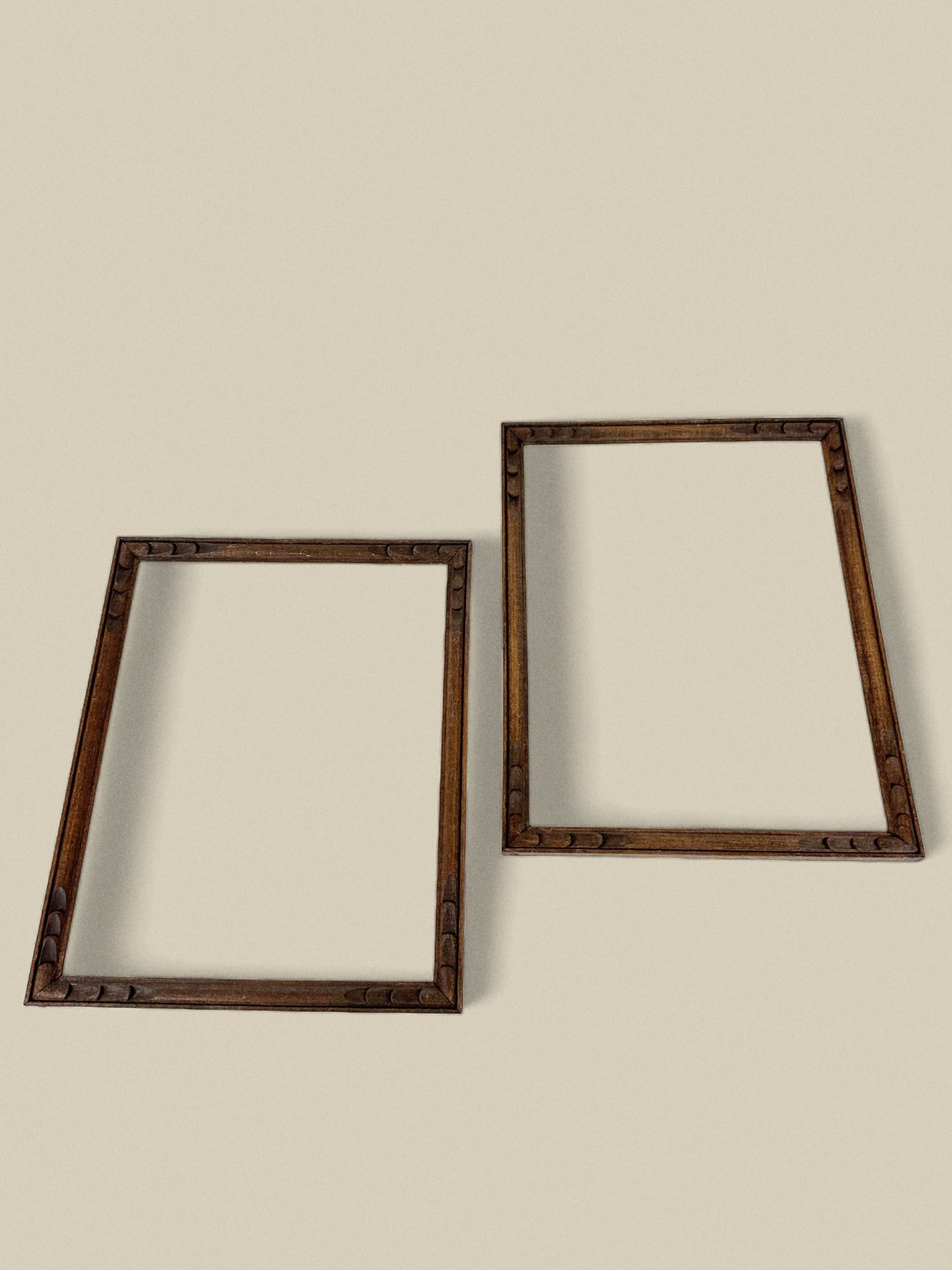 Pair of etched wood frame