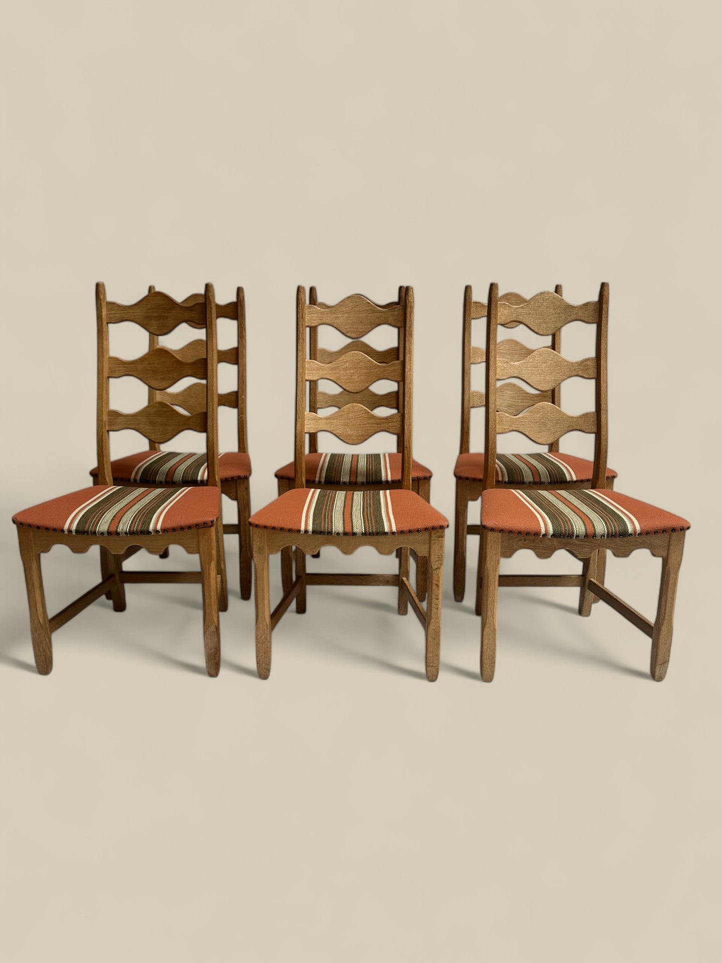 Set of 6 Henning Kjaernulf upholstered chairs