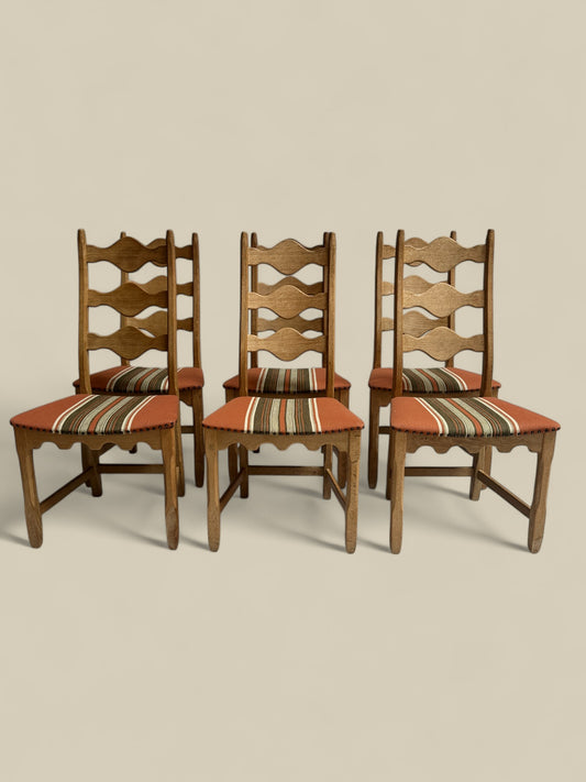 Set of 6 Henning Kjaernulf upholstered chairs