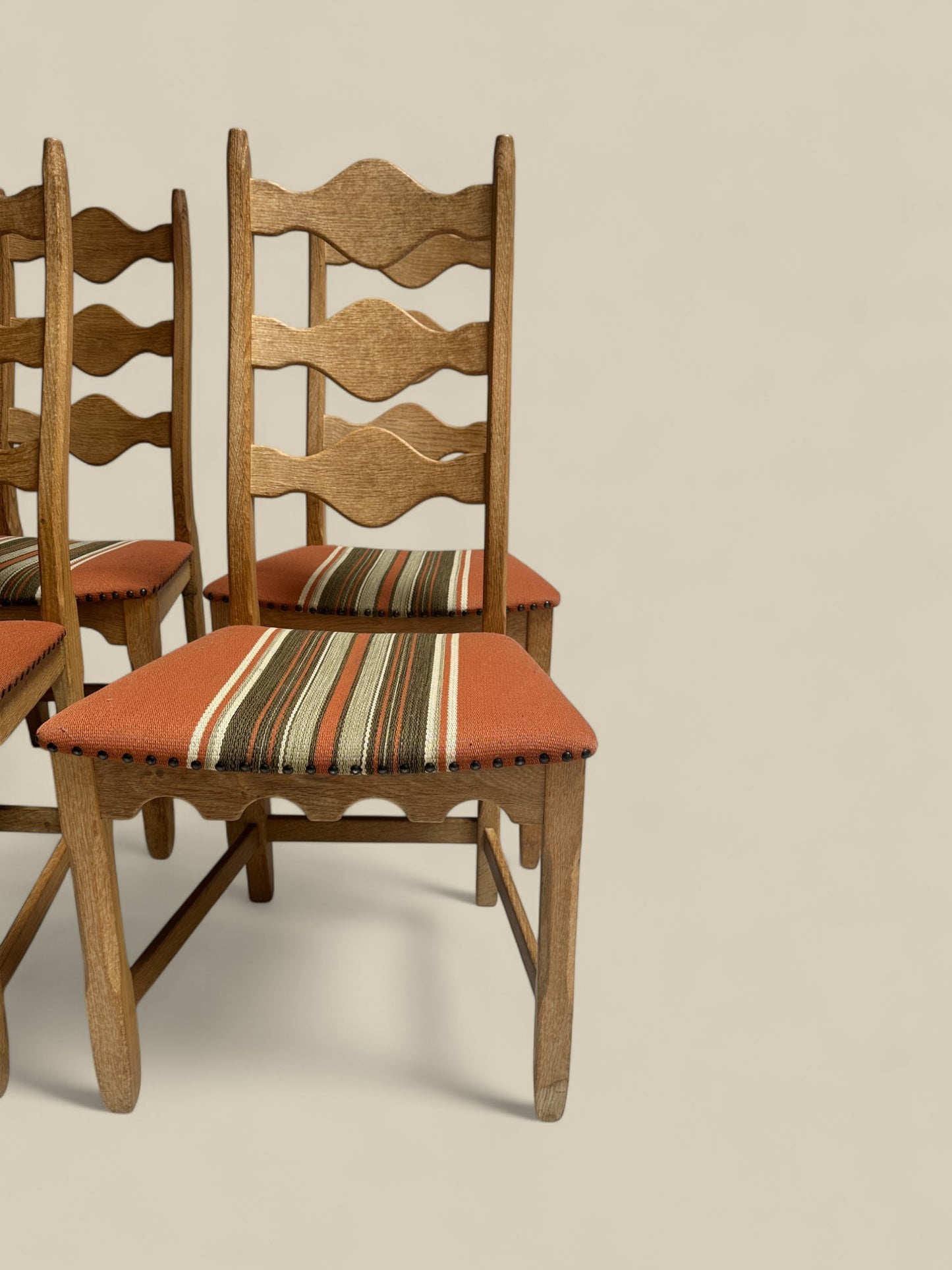 Set of 6 Henning Kjaernulf upholstered chairs