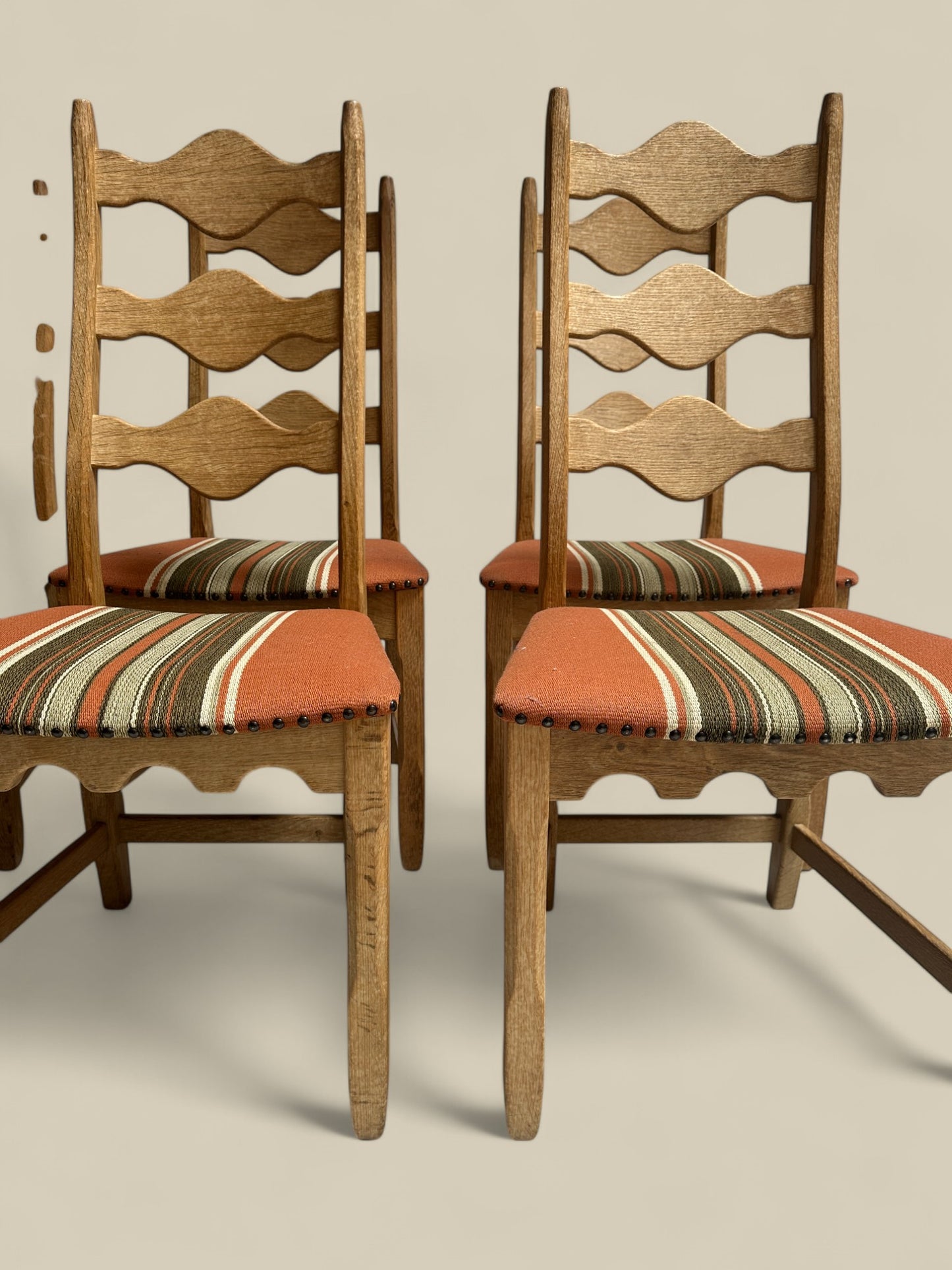 Set of 6 Henning Kjaernulf upholstered chairs