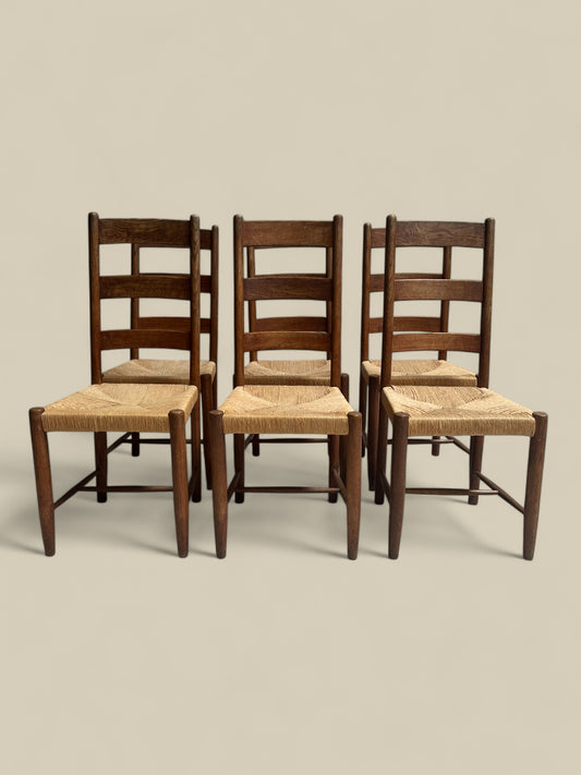 Set of 6 ladderback dining chairs