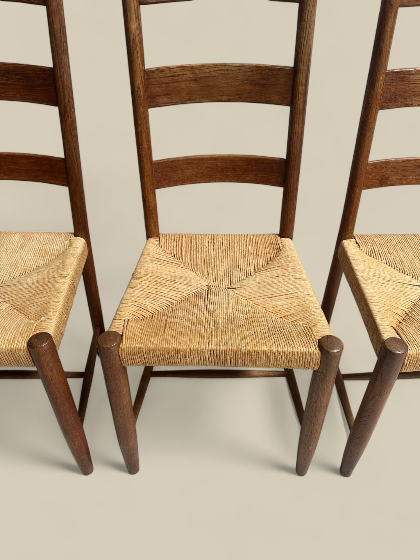 Set of 6 ladderback dining chairs