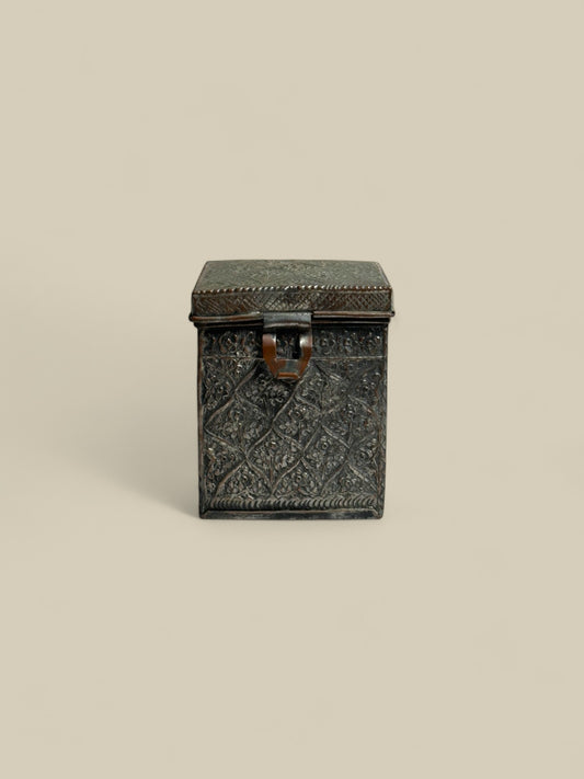 Floral engraved metal box