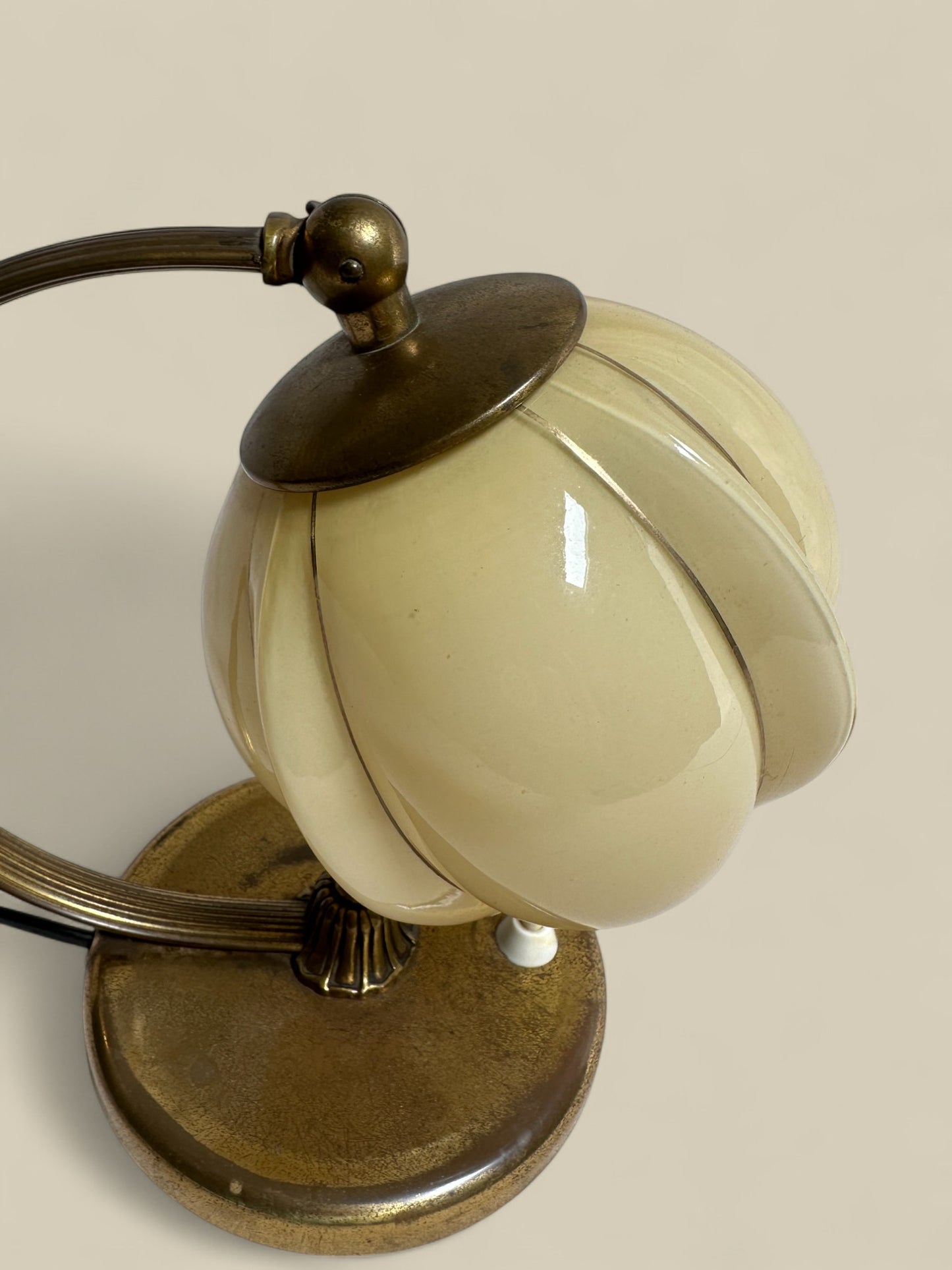 Brass + glass tulip desk lamp