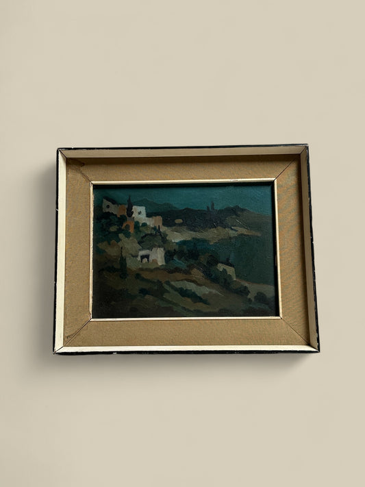 Abstract village by the sea oil painting