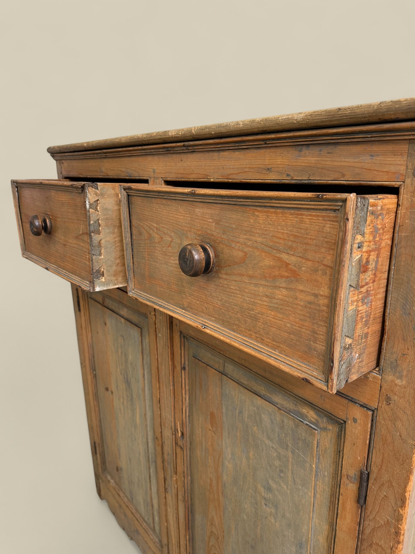 Faded blue pine cabinet