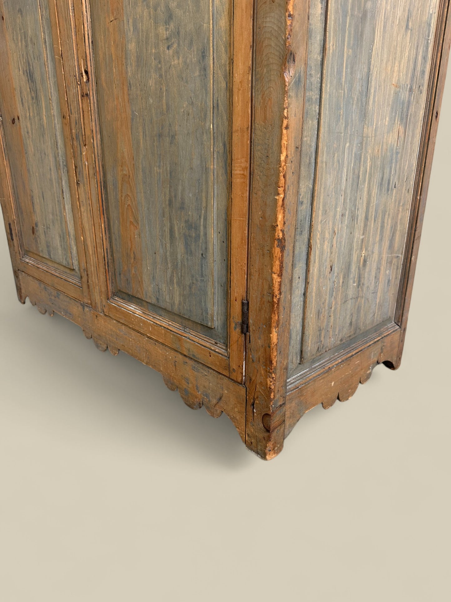 Faded blue pine cabinet