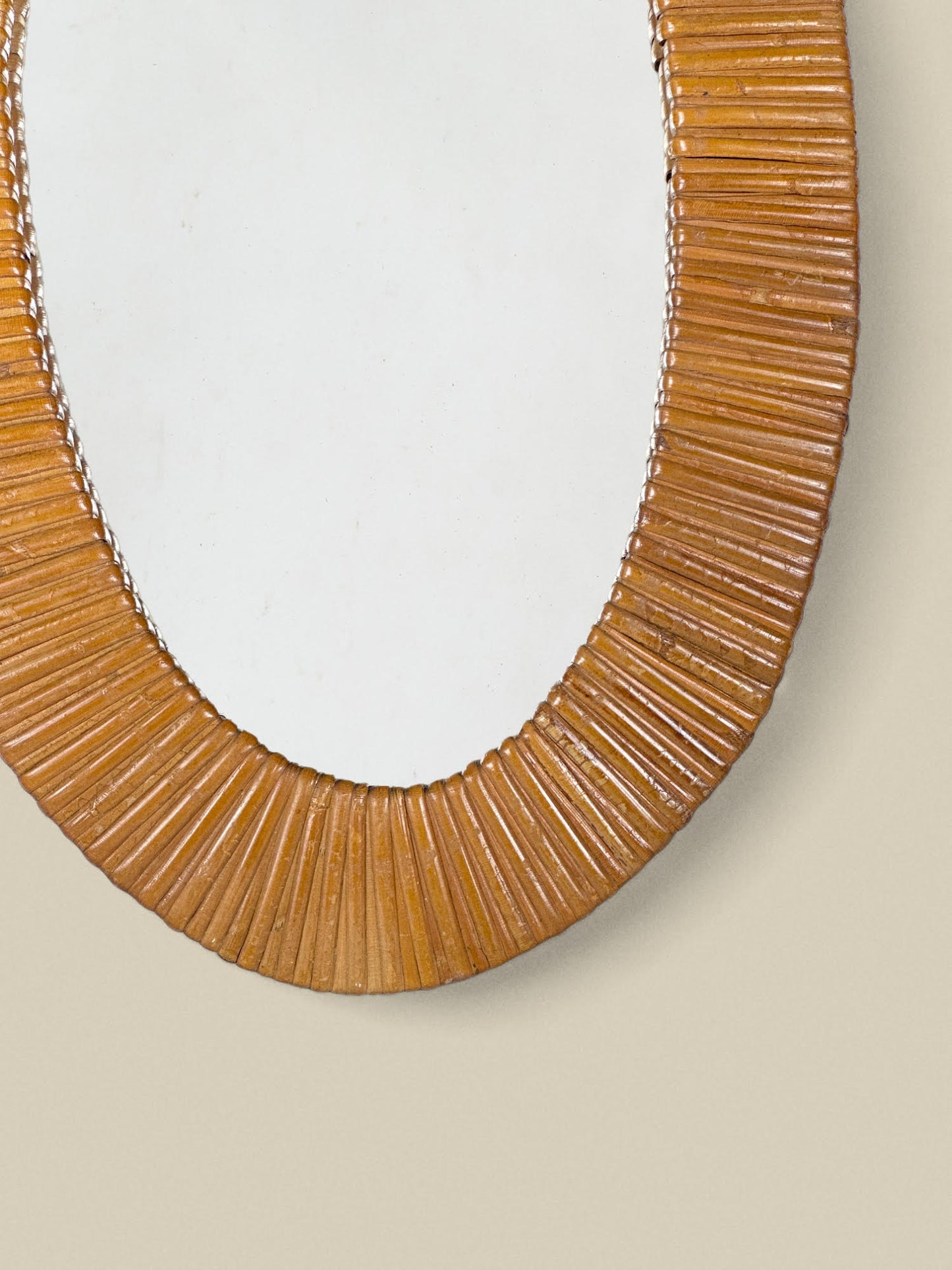 Rattan oval mirror